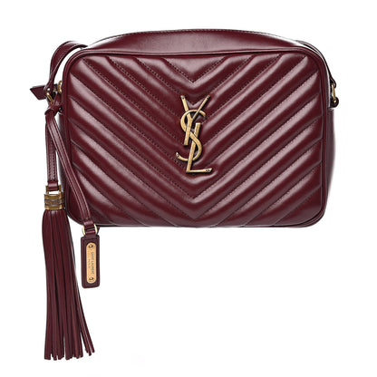 Saint Laurent Calfskin Matelasse Monogram Lou Camera Bag Dark Legion Red 1 of 12