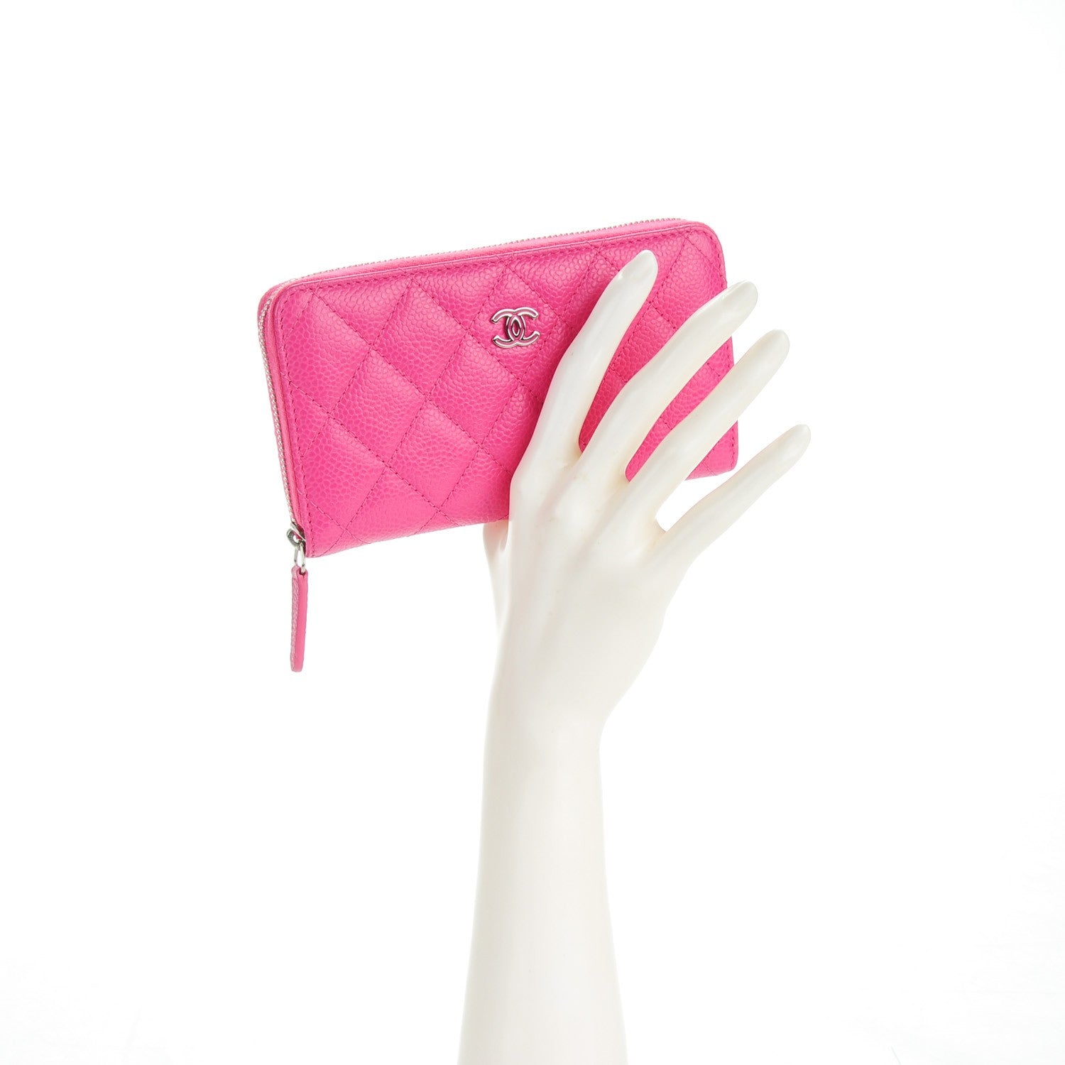 Chanel Caviar Quilted Small Zip Around Wallet Pink 2 of 8