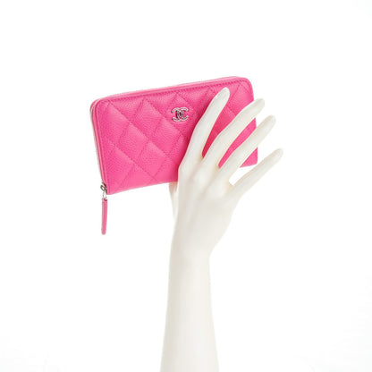 Chanel Caviar Quilted Small Zip Around Wallet Pink 2 of 8