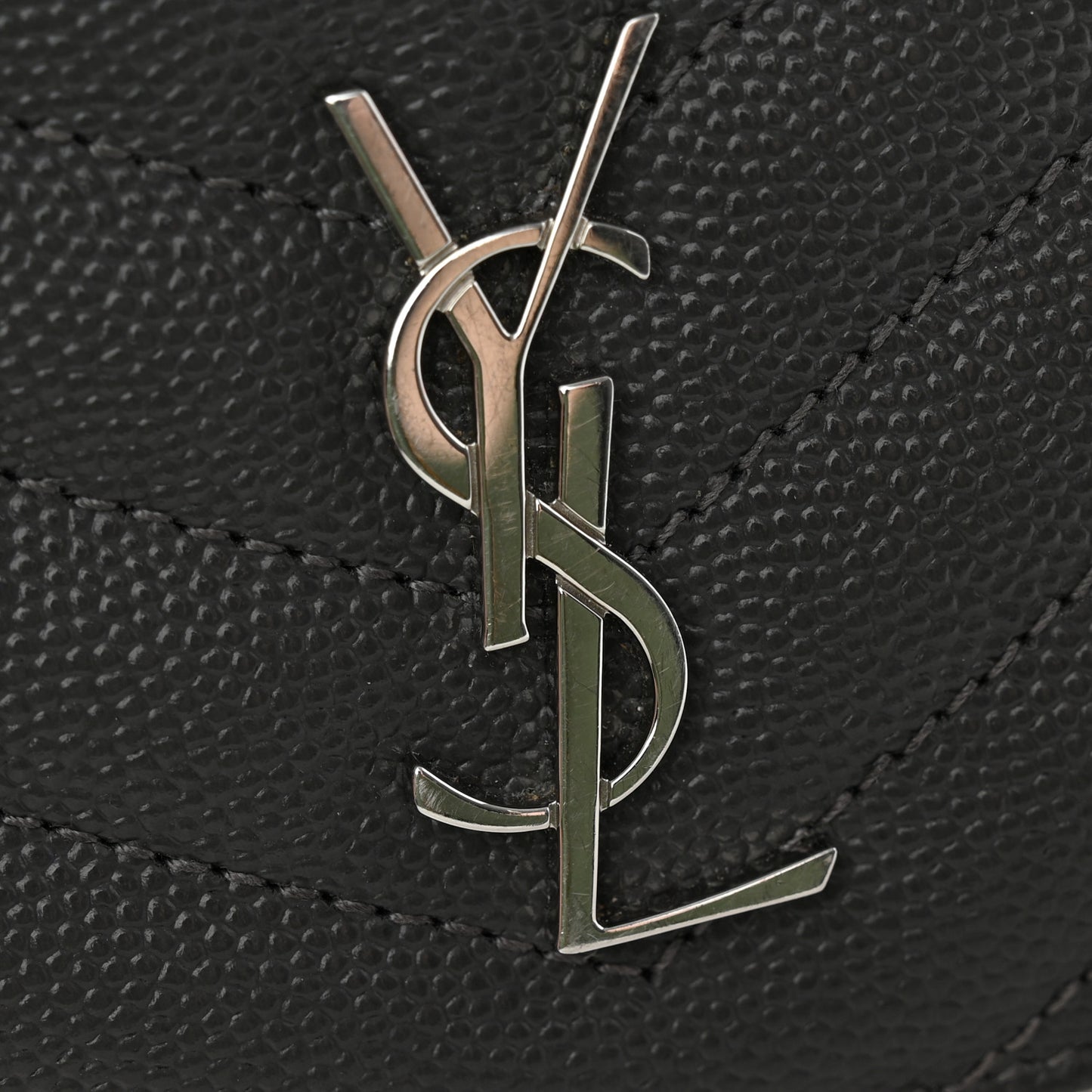 Grain De Poudre Matelasse Chevron Monogram Fragments Zippered Card Case Coal