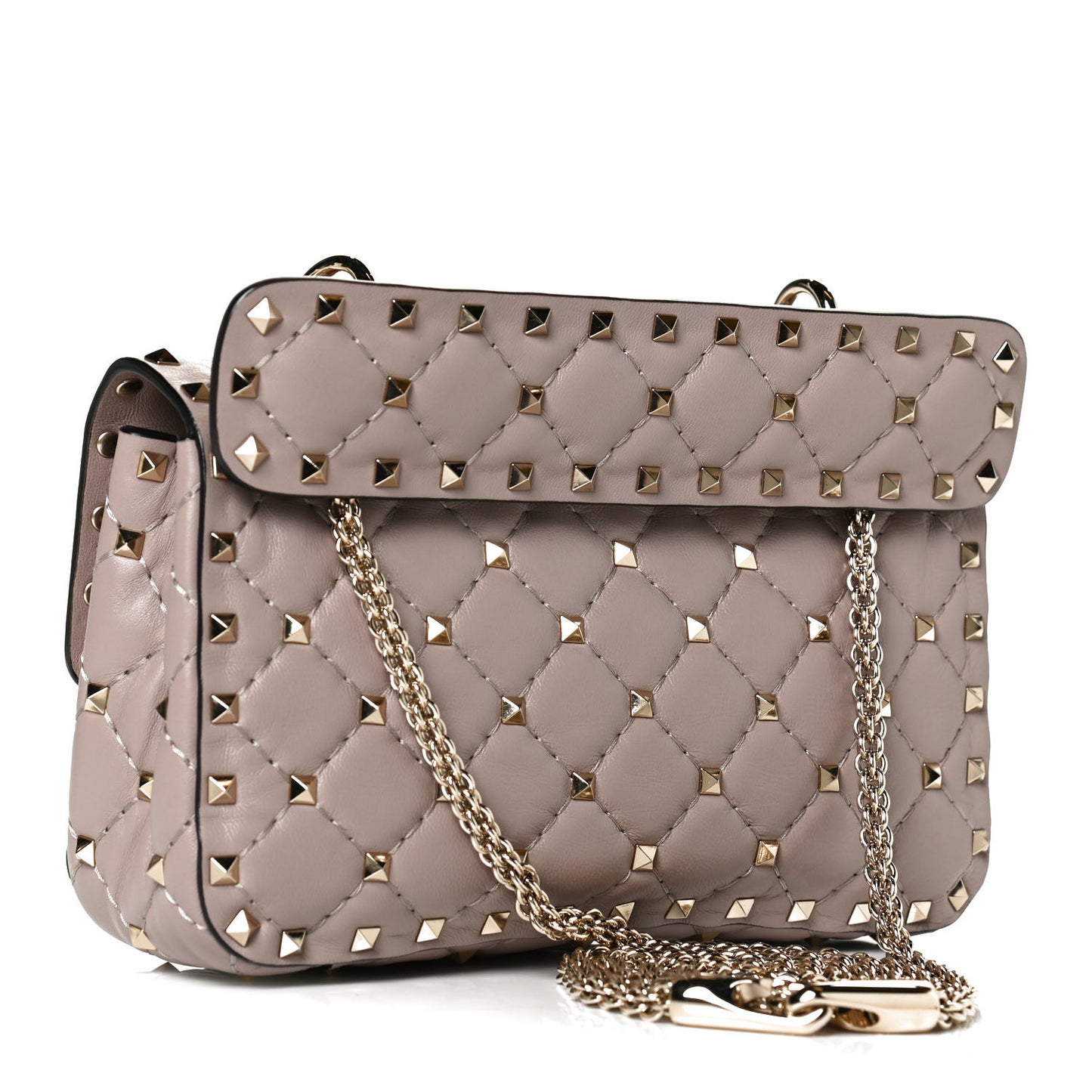 Nappa Small Rockstud Spike Shoulder Bag Poudre