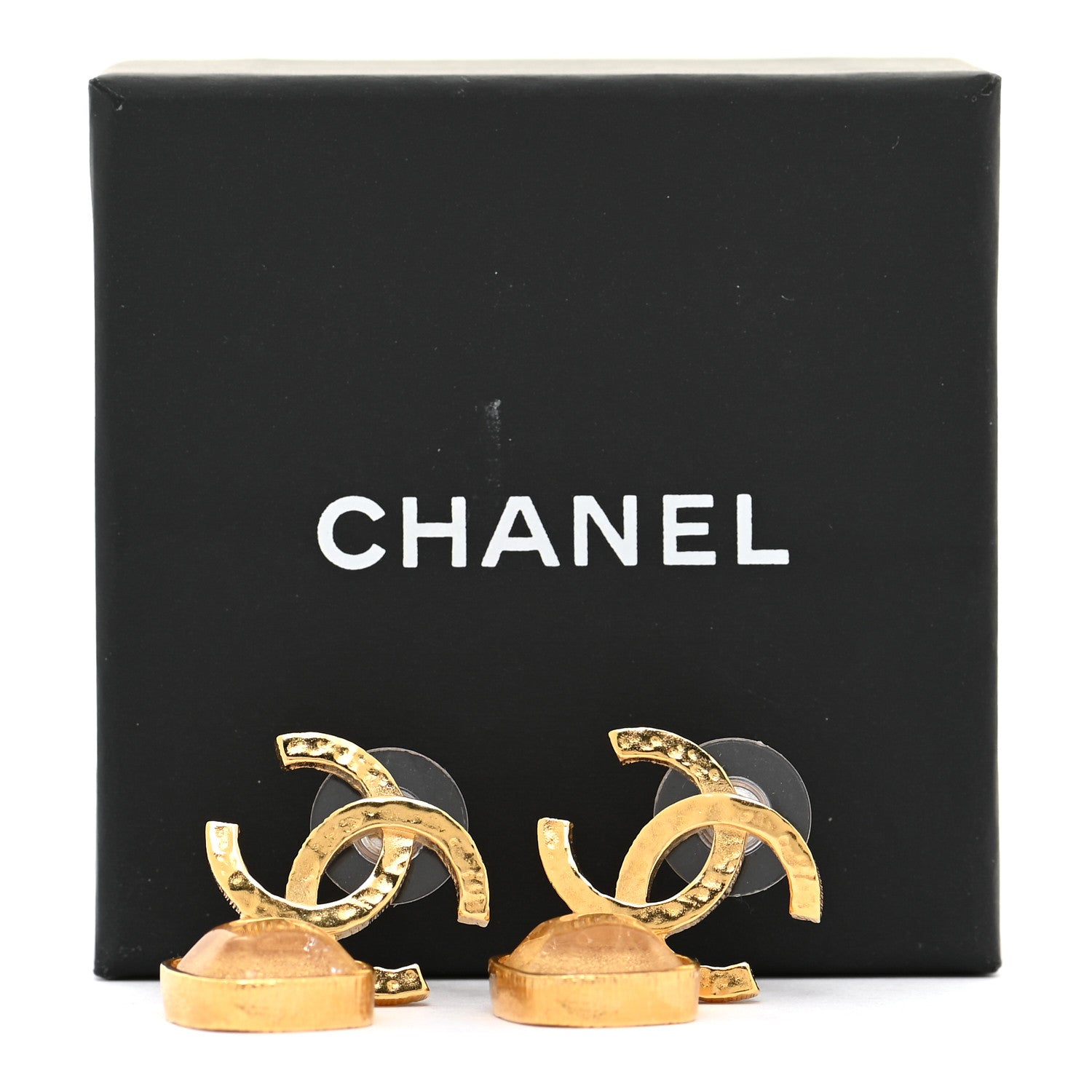 Chanel Metal Natural Stones CC Drop Earrings Gold 7 of 7