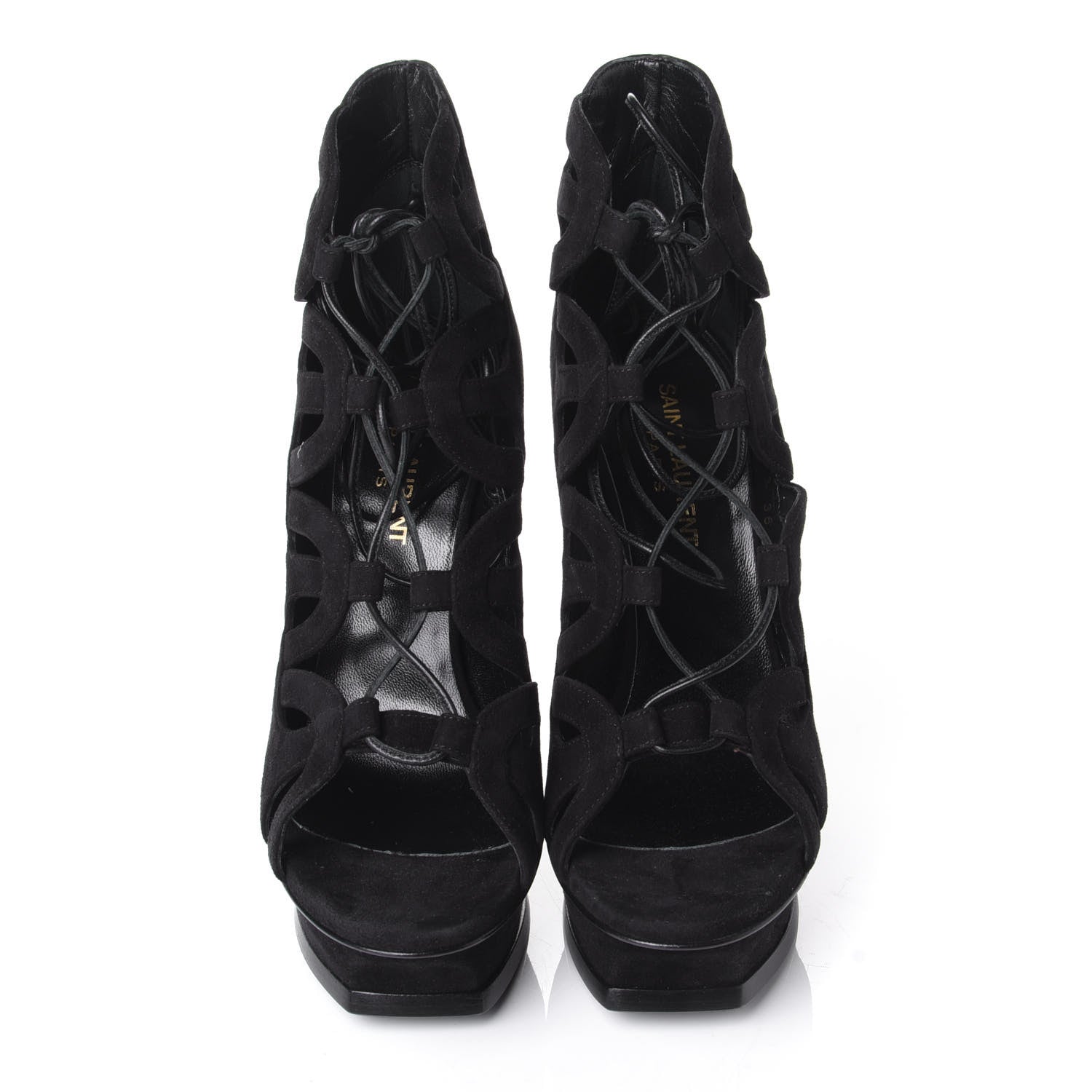 Saint Laurent Kid Scamosciato Tribute 105 Platform Sandals 36 Black 5 of 10