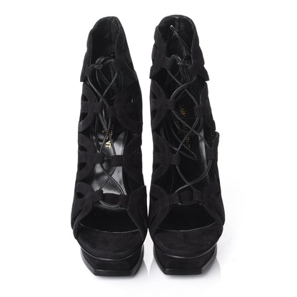 Saint Laurent Kid Scamosciato Tribute 105 Platform Sandals 36 Black 5 of 10