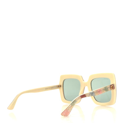 Gucci Square Frame Stripe Glitter GG0328S Sunglasses Ivory Multicolor 4 of 8
