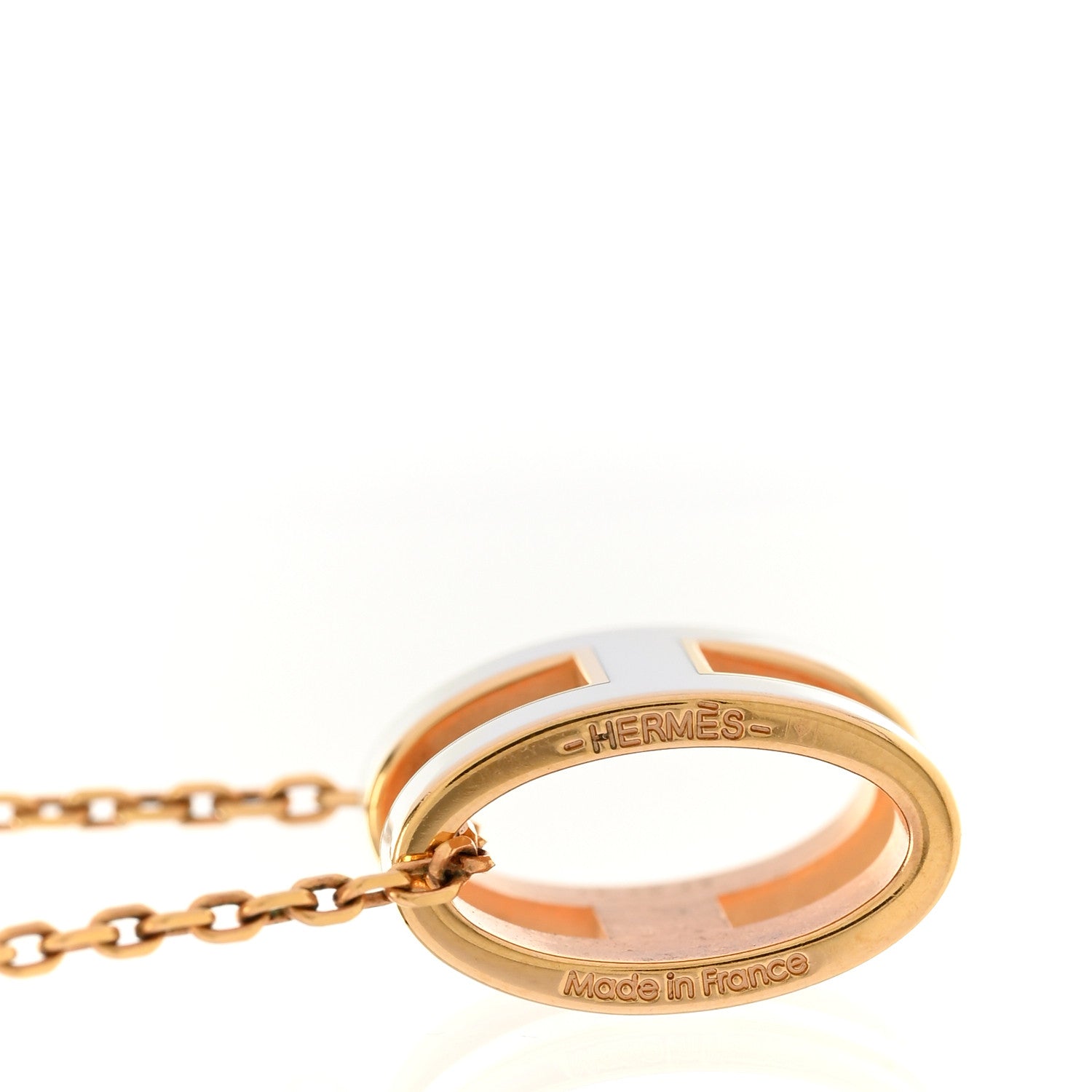 Hermes Lacquered Gold Pop H Pendant Necklace White 5 of 6