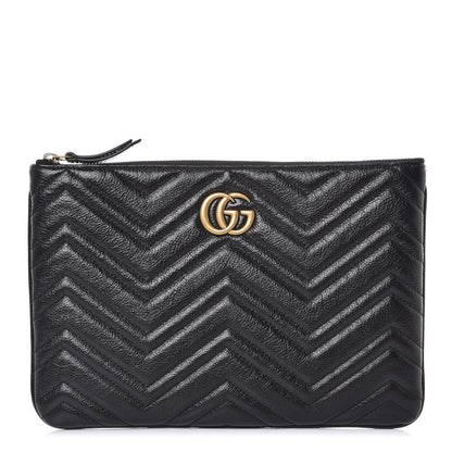 Gucci Azalea Calfskin Matelasse Heart GG Marmont Zip Pouch Black 1 of 8