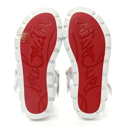 Christian Louboutin Calfskin Velcrissimo Flat Sandals 35.5 Blanco Silver 5 of 8