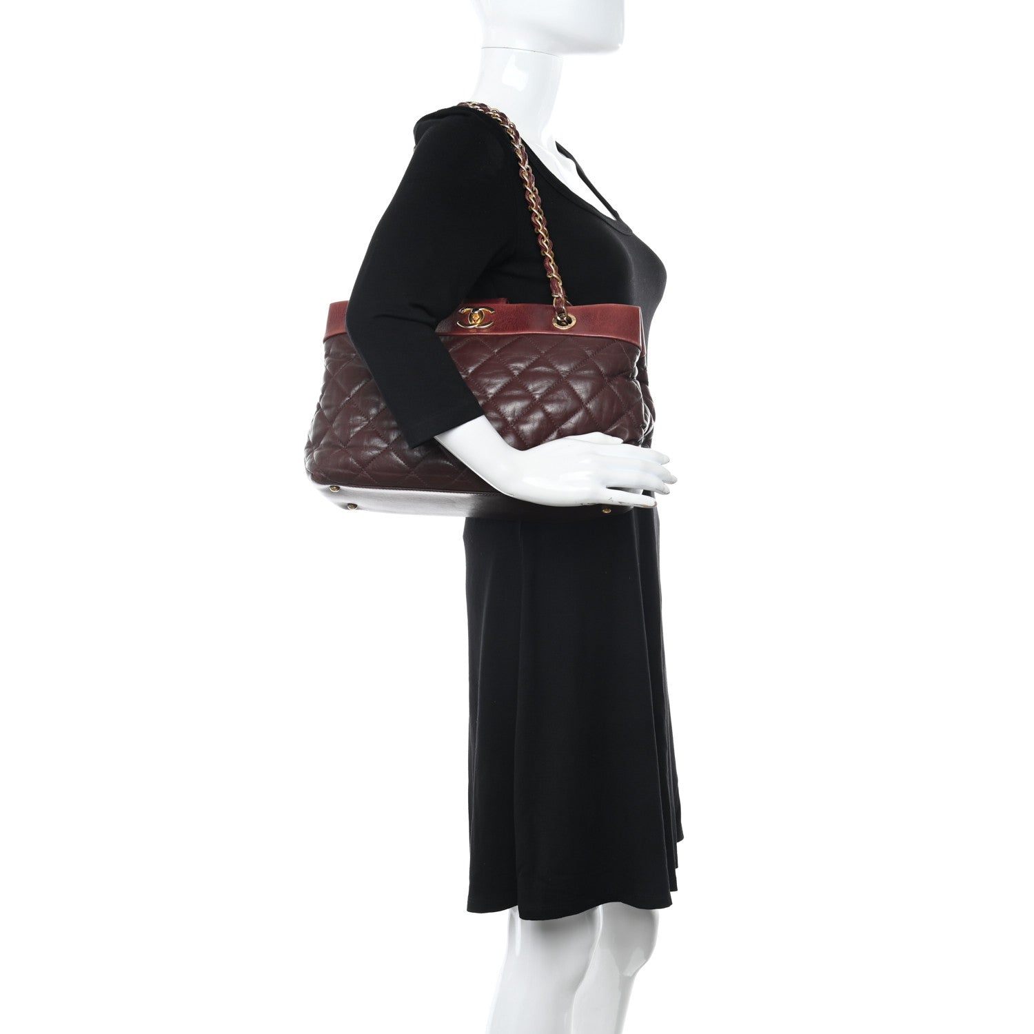 Chanel Calfskin Quilted Medium Soft Elegance Tote Burgundy 2 of 11