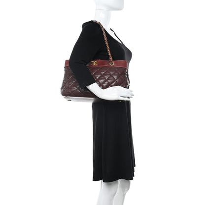 Chanel Calfskin Quilted Medium Soft Elegance Tote Burgundy 2 of 11