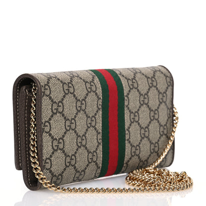 Gucci GG Supreme Monogram Web Ophidia Wallet On Chain Brown 3 of 19