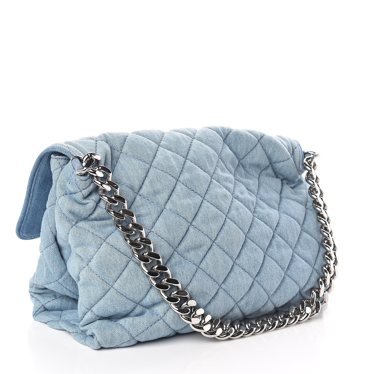 Stella McCartney Eco Denim Quilted Large Beckett Shoulder Bag Blue 3 of 9
