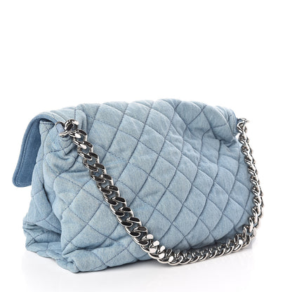 Stella McCartney Eco Denim Quilted Large Beckett Shoulder Bag Blue 3 of 9