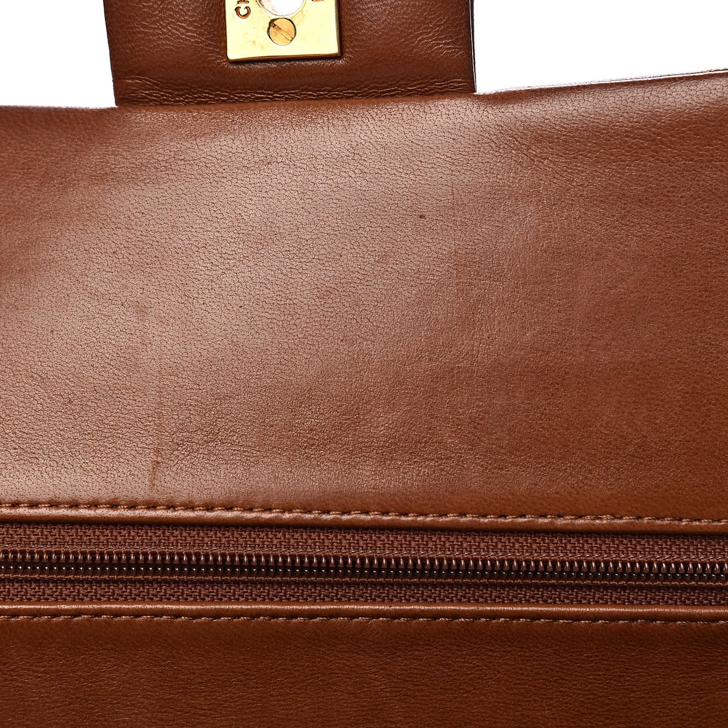 Lambskin Quilted Medium Double Flap Brown
