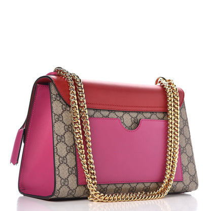Gucci GG Supreme Monogram Calfskin Medium Padlock Shoulder Bag Beige Hibiscus Red New Rosette 3 of 8