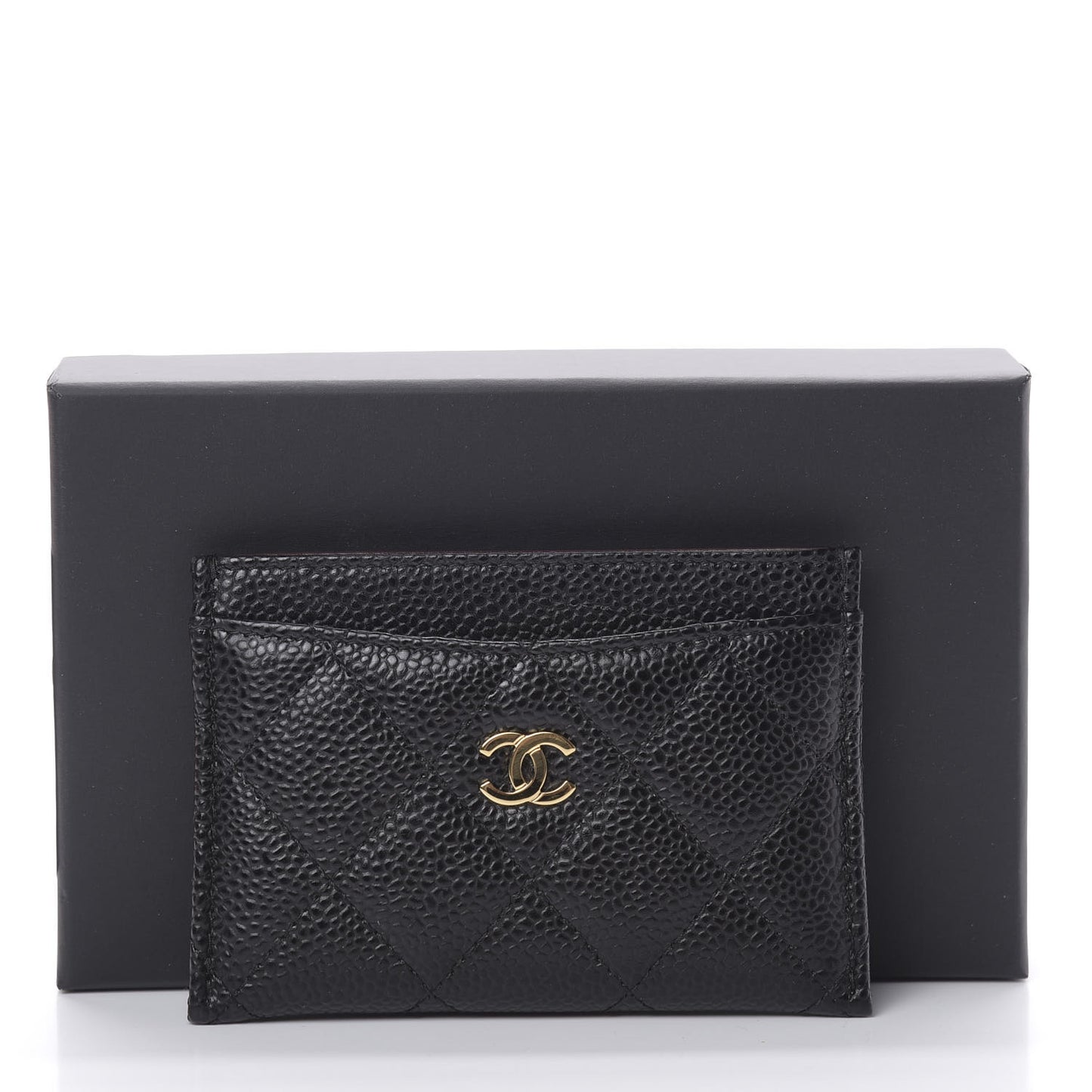 Caviar Quilted Card Holder Black