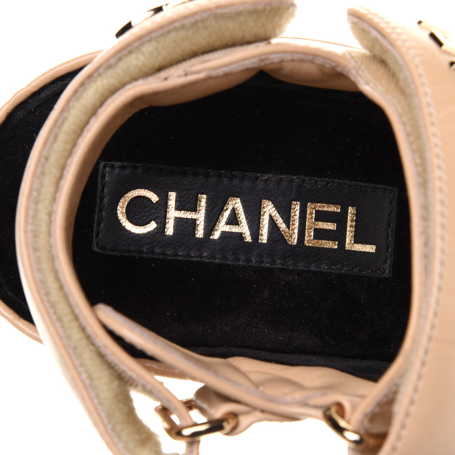 Chanel Shiny Calfskin Quilted Wedge Sandals 36 Beige 8 of 10