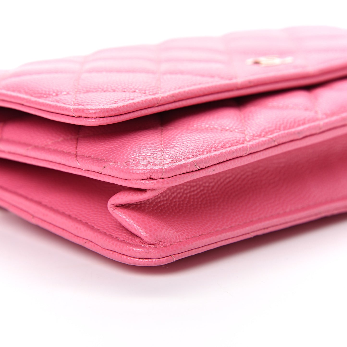 Caviar Quilted Wallet on Chain WOC Pink