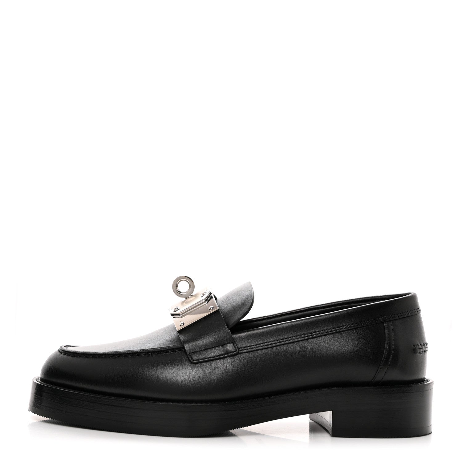 Hermes Calfskin Womens Hot Loafer 37 Black 1 of 9
