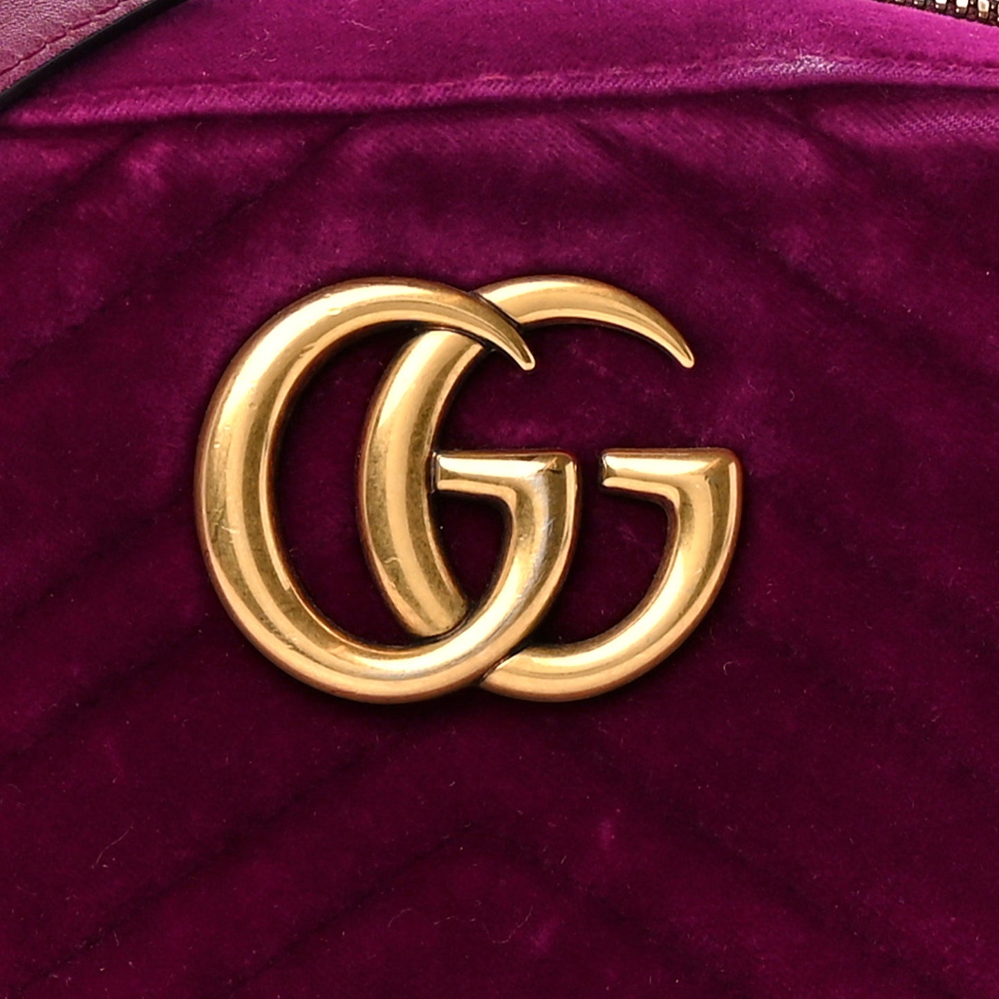 Velvet Matelasse Small GG Marmont Chain Shoulder Bag Fuchsia Violet Cyclamen