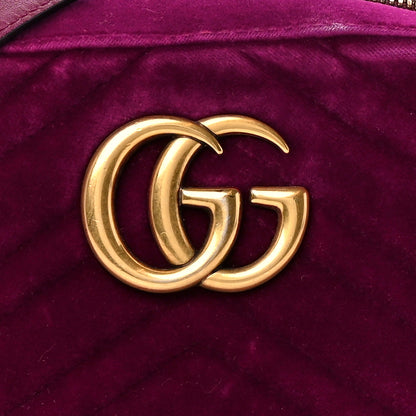 Gucci Velvet Matelasse Small GG Marmont Chain Shoulder Bag Fuchsia Violet Cyclamen 9 of 12