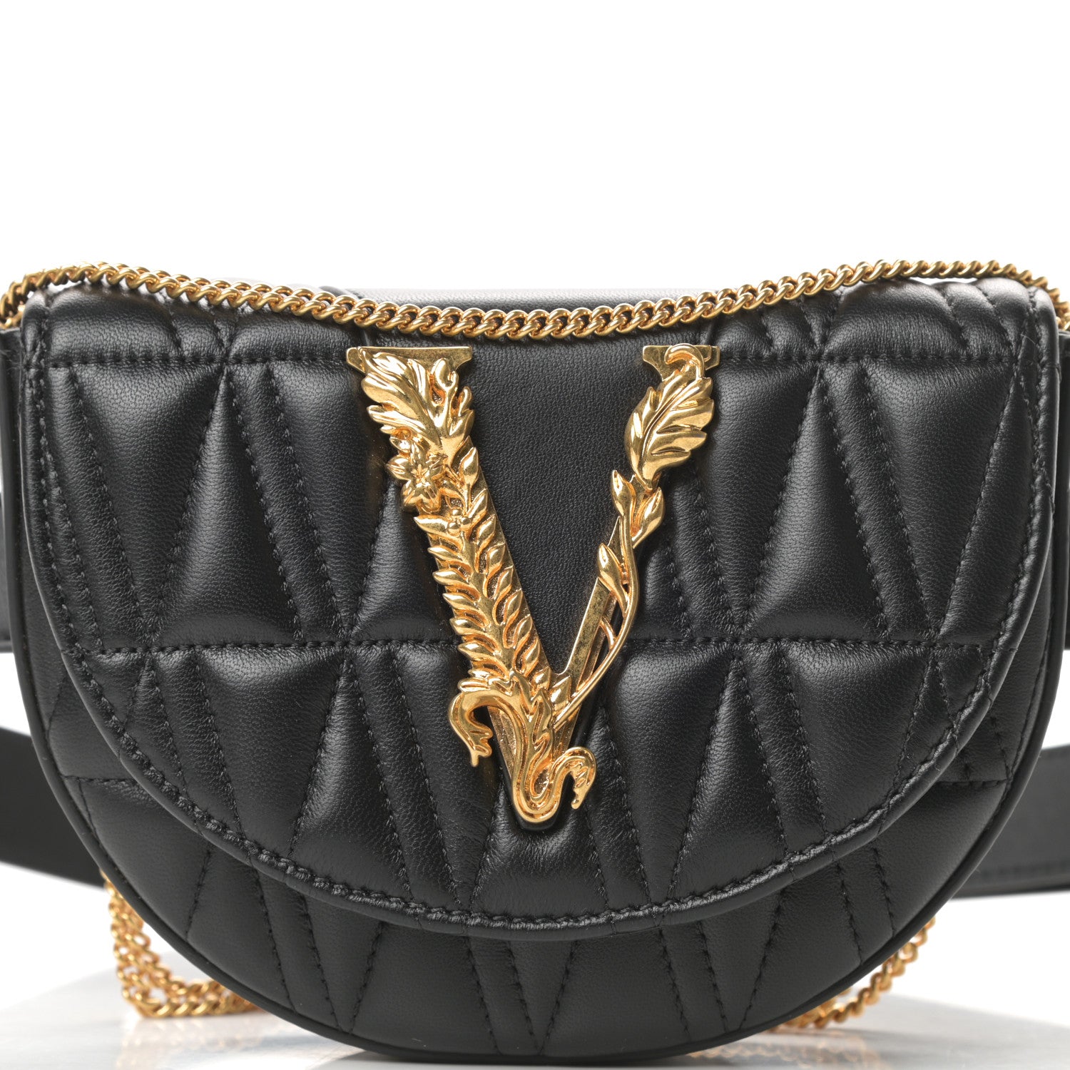 Versace Nappa Quilted Virtus Belt Bag Black 8 of 12