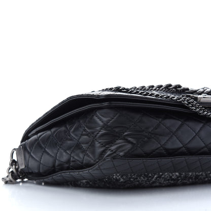 Chanel Calfskin Tweed Enchained XL Boy Flap Black 8 of 10