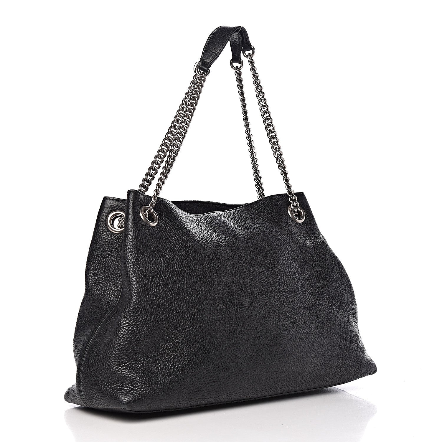 Gucci Pebbled Calfskin Studded Medium Soho Chain Shoulder Bag Black 3 of 14