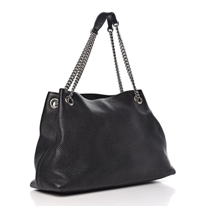 Gucci Pebbled Calfskin Studded Medium Soho Chain Shoulder Bag Black 3 of 14