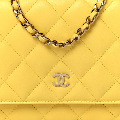 Chanel Lambskin Quilted Wallet on Chain WOC Yellow 9 of 13