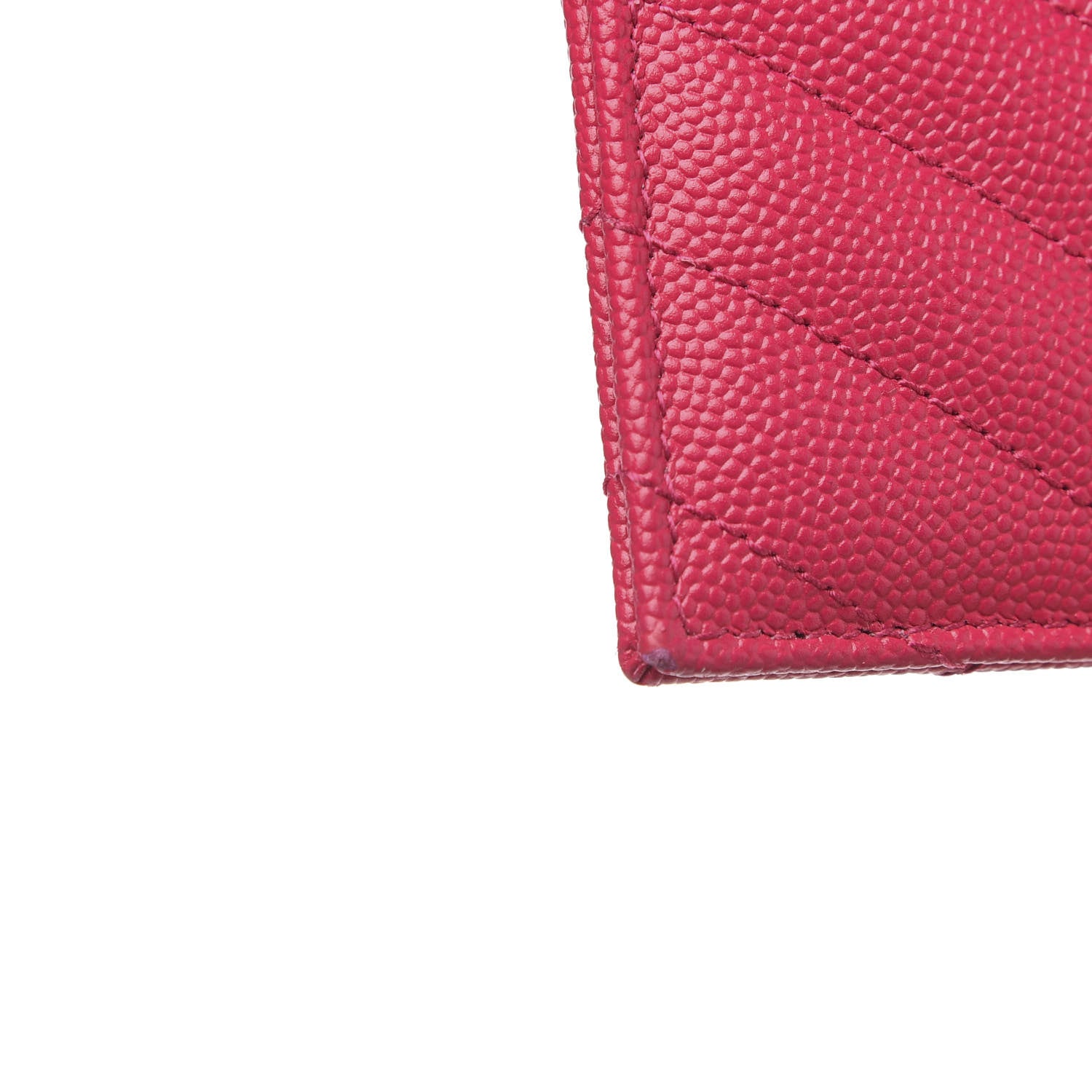 Saint Laurent Grain De Poudre Matelasse Chevron Monogram Credit Card Case Fresh Fuxia 8 of 10