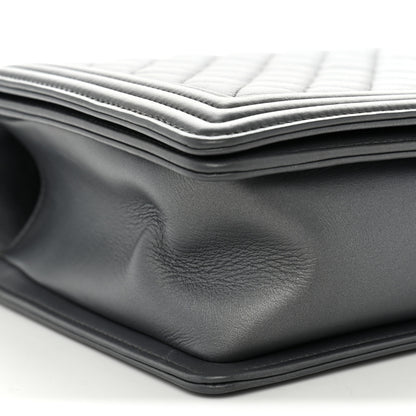 Chanel Metallic Calfskin Quilted New Medium Boy Flap Grey 16 of 19