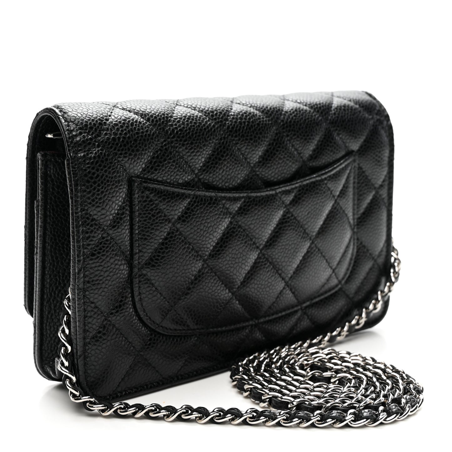 Caviar Quilted Wallet on Chain WOC Black