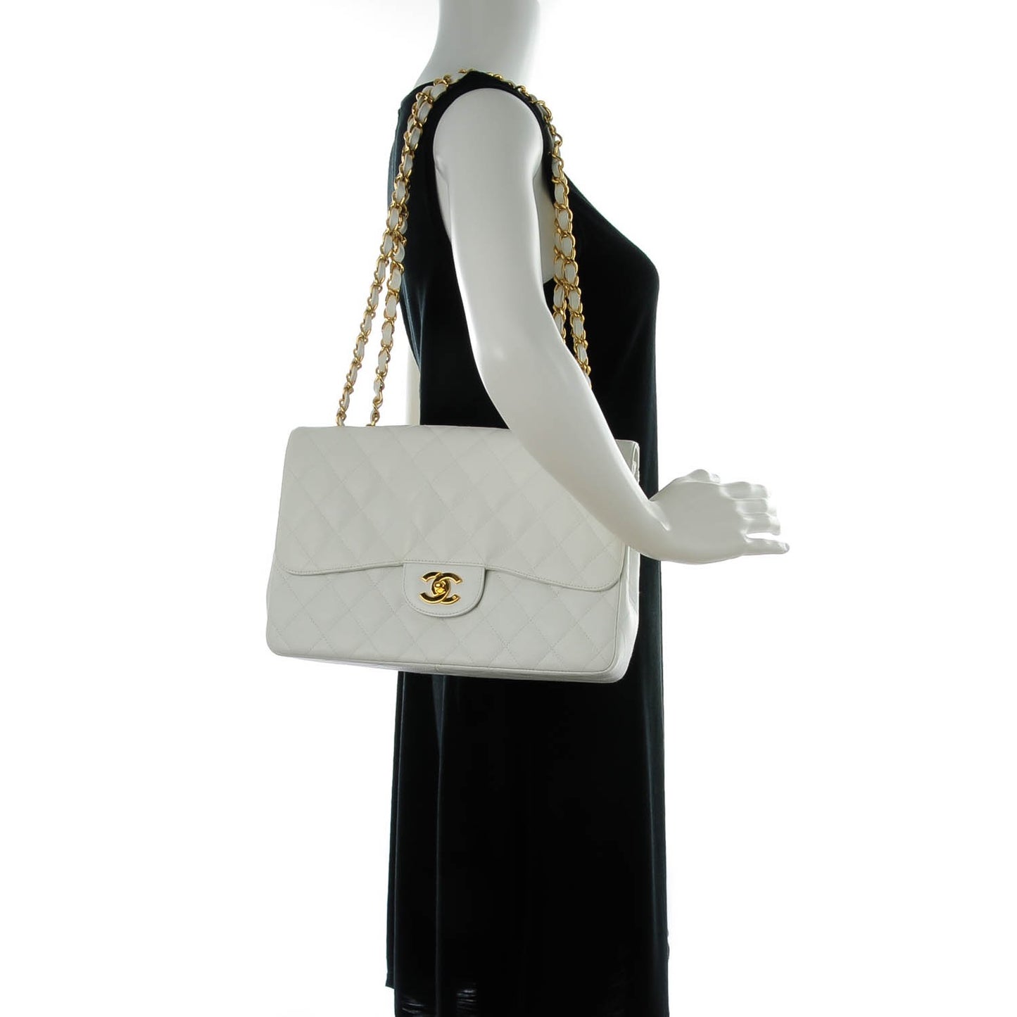Caviar Quilted Jumbo Single Flap White