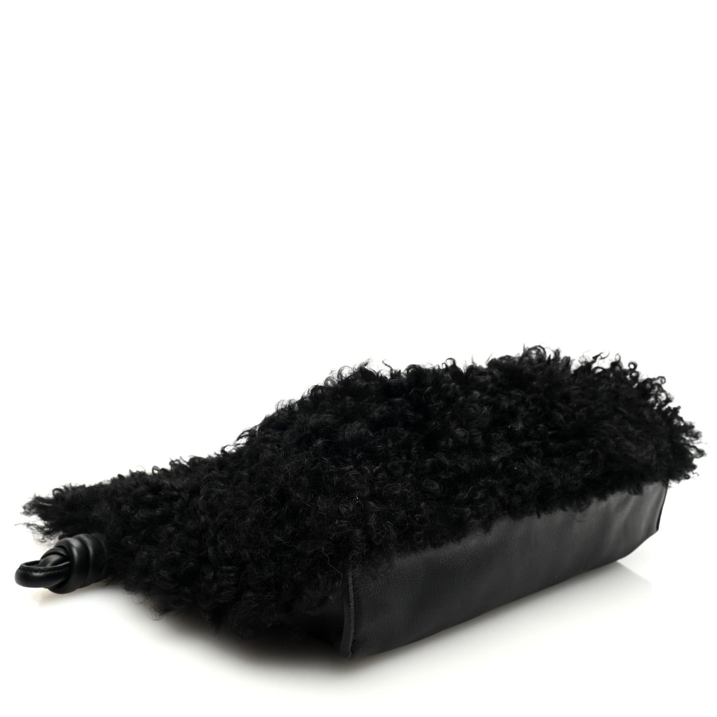 Nappa Shearling Flamenco Knot Clutch Black