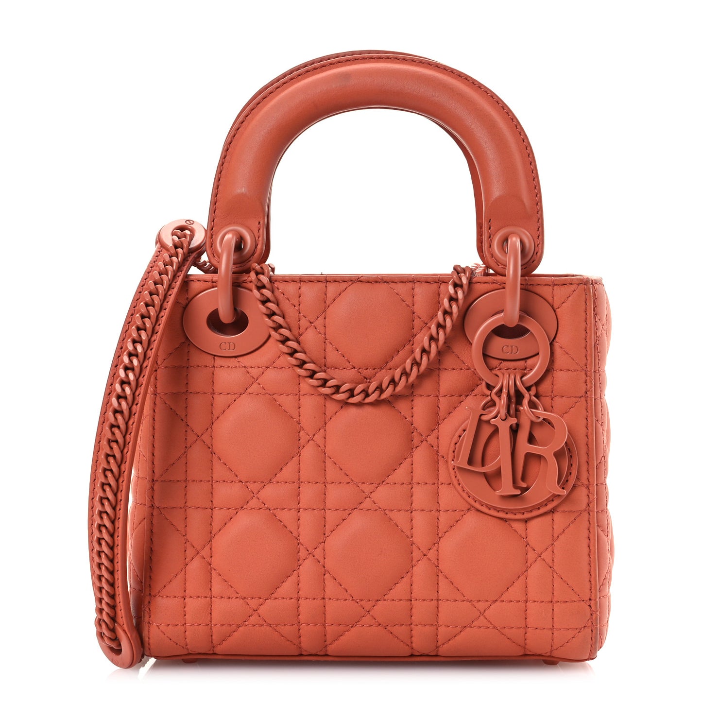 Ultra Matte Calfskin Cannage Mini Lady Dior Indian Red