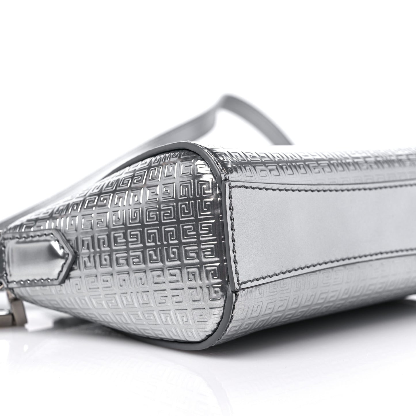 Metallic Calfskin 4G Embossed Nano Antigona Silver