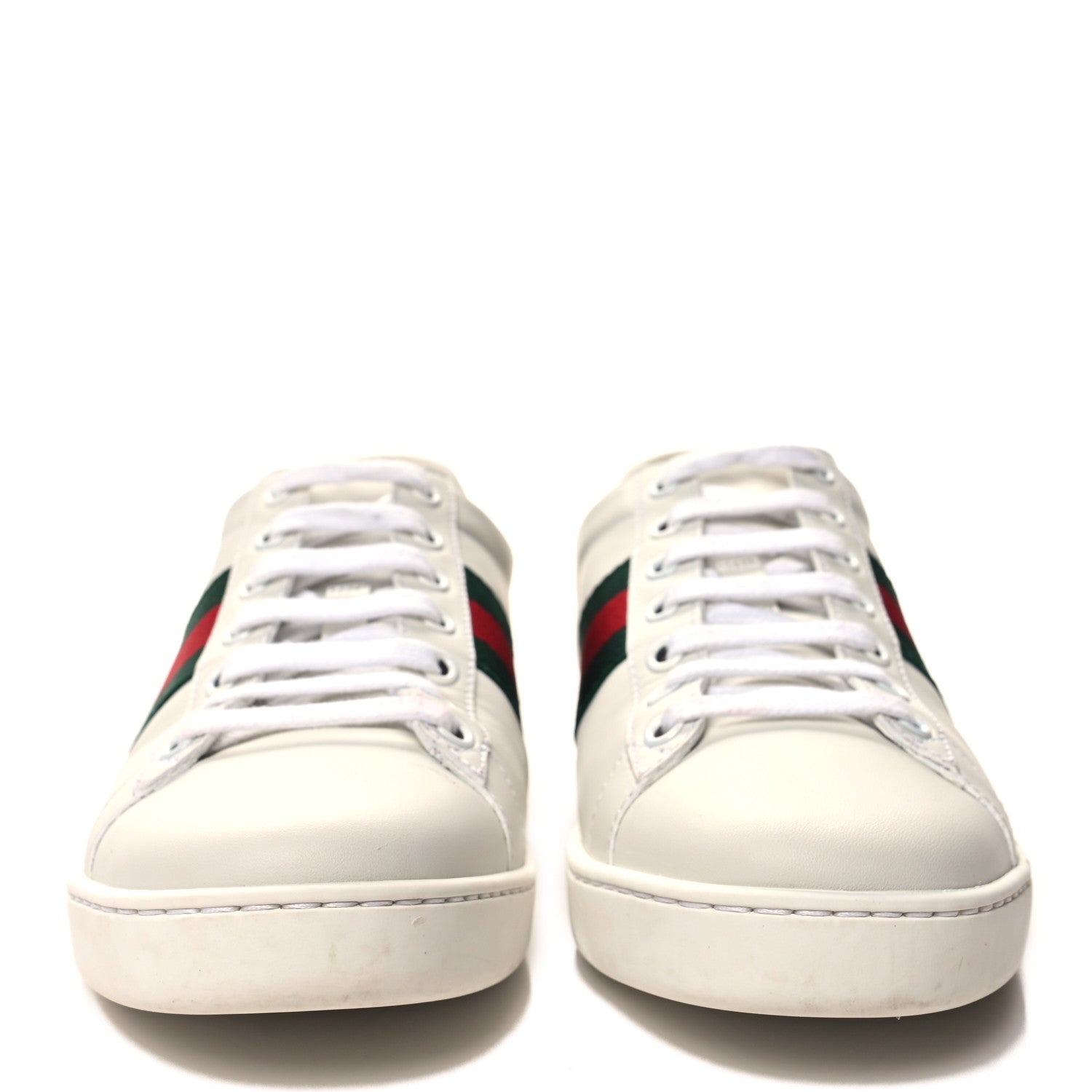 Gucci Calfskin Crocodile Web Womens Ace Sneakers 37 White Green 2 of 9