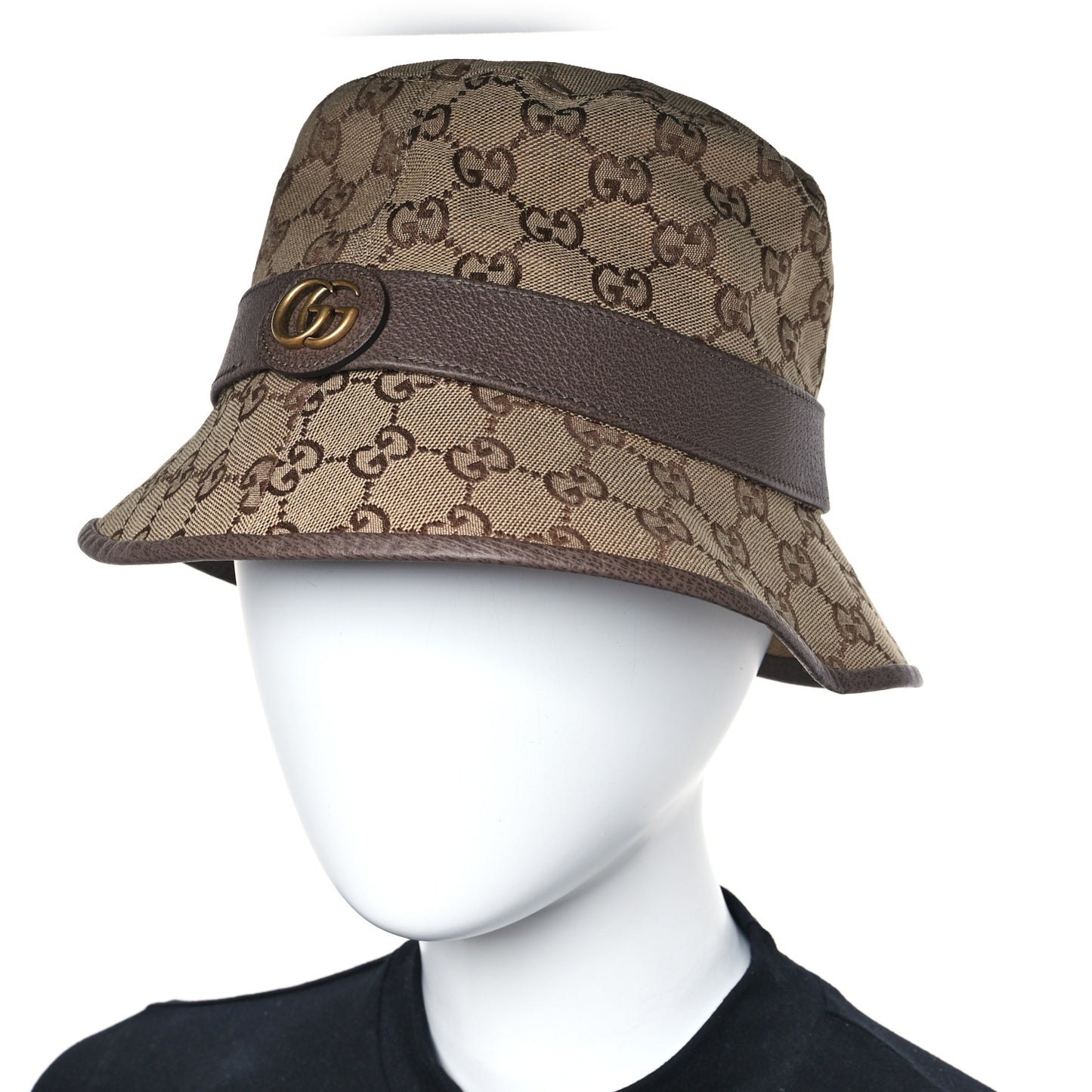 Monogram Textured Dollar Calfskin GG Jago Bucket Hat S Cacao Beige