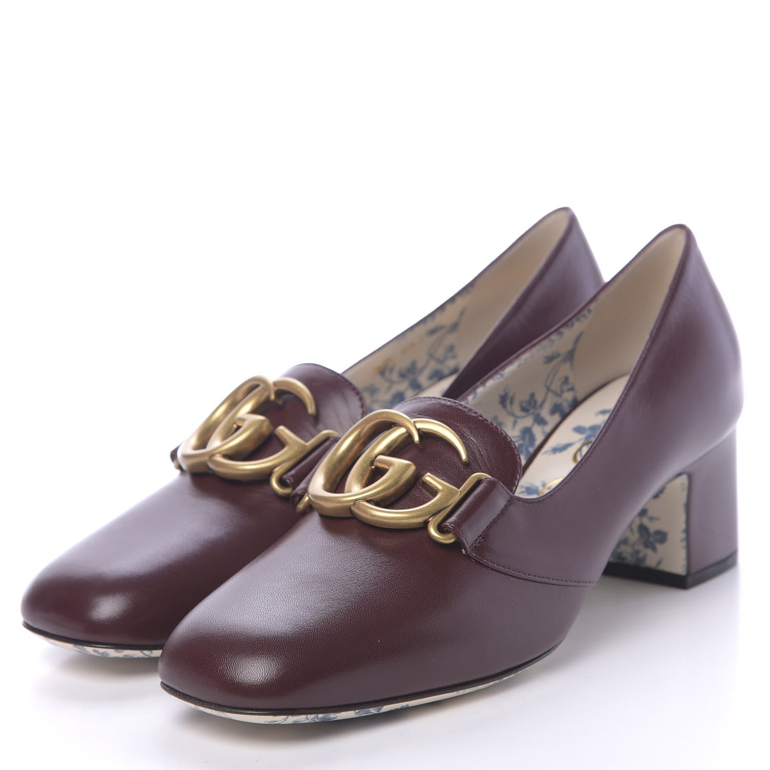 Gucci Malaga Kid GG Victoire 55mm Loafer Pumps 38.5 Vintage Bordeaux 3 of 9