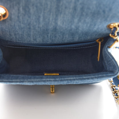 Chanel Denim Quilted Mini Pearl Crush Flap Blue 5 of 9