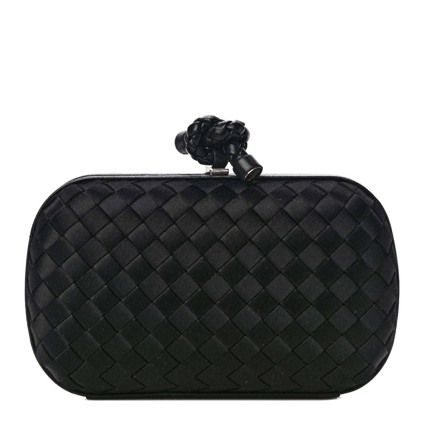 Satin Intreccio Impero Knot Clutch Black