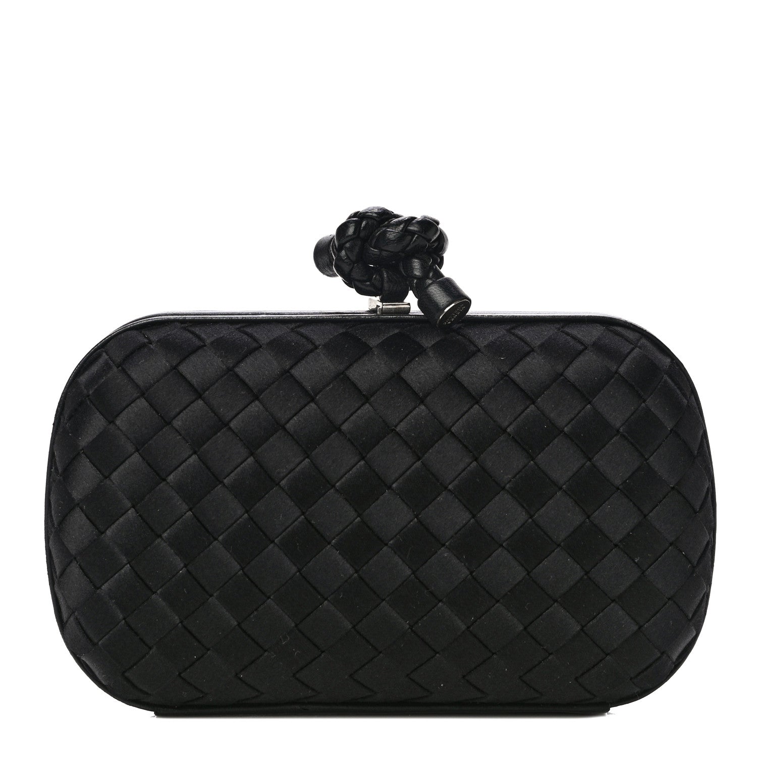 Bottega Veneta Satin Intreccio Impero Knot Clutch Black 1 of 9