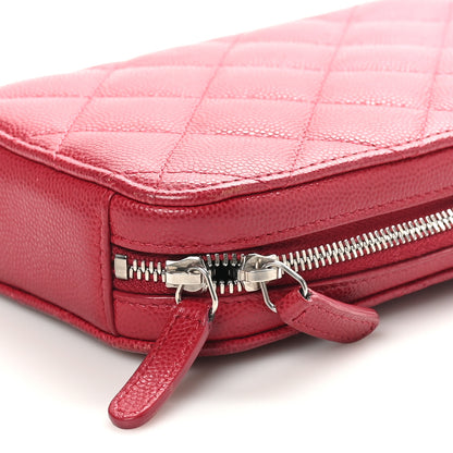 Chanel Caviar Quilted Phone Holder Wallet On Chain WOC Red 10 of 10