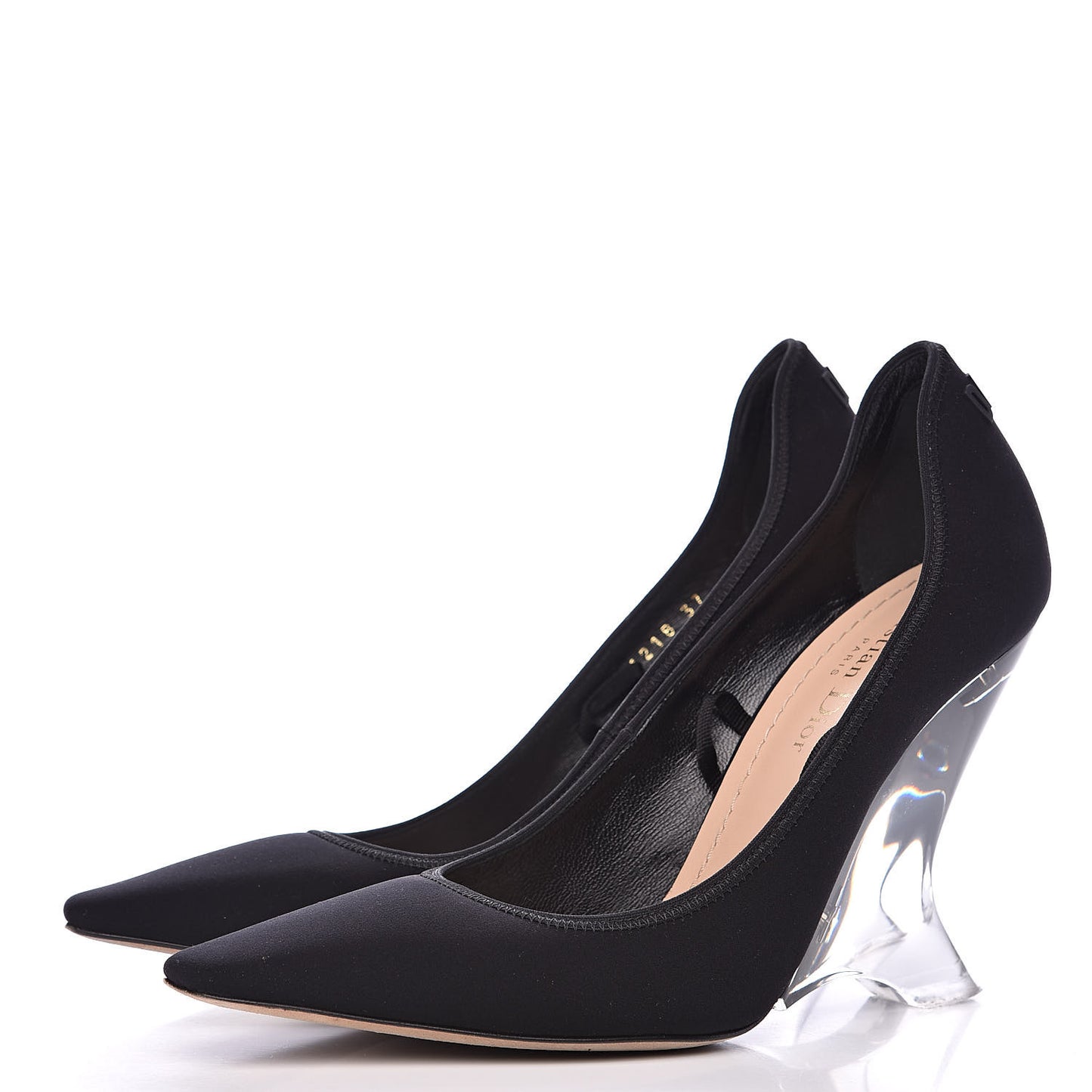 Grosgrain Neoprene Lucite Etoile Pumps 37 Black