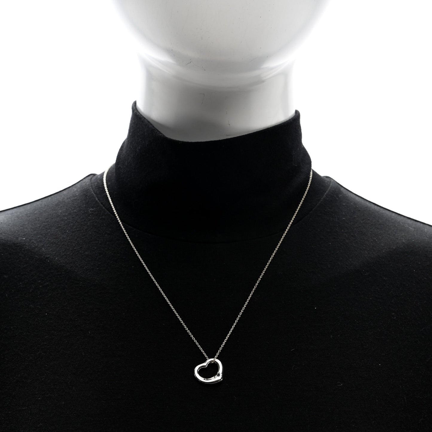 Sterling Silver 16mm Elsa Peretti Open Heart Pendant Necklace