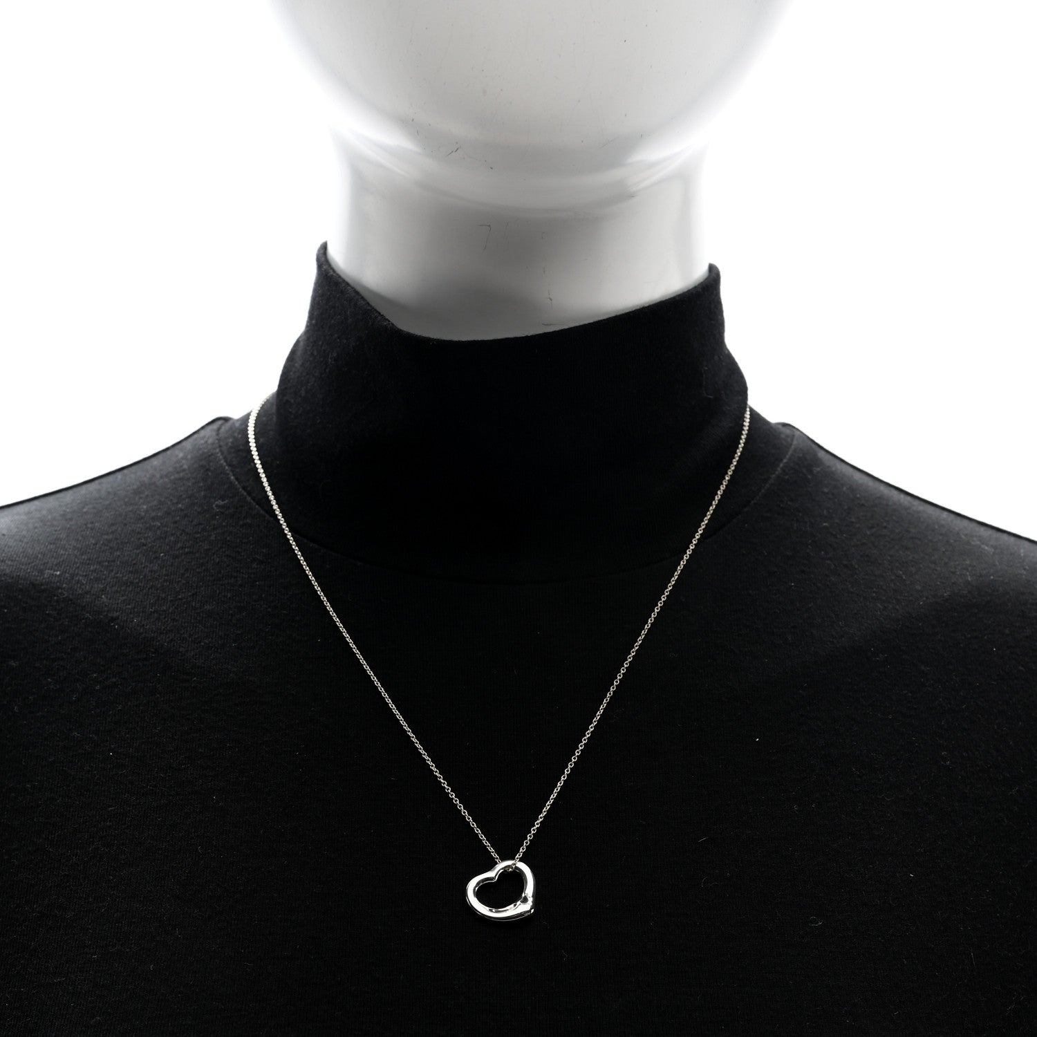 Tiffany Sterling Silver 16mm Elsa Peretti Open Heart Pendant Necklace 2 of 5