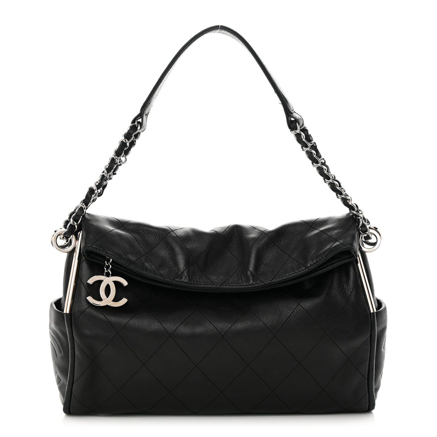 Lambskin Stitched Medium Ultimate Soft Tote Black