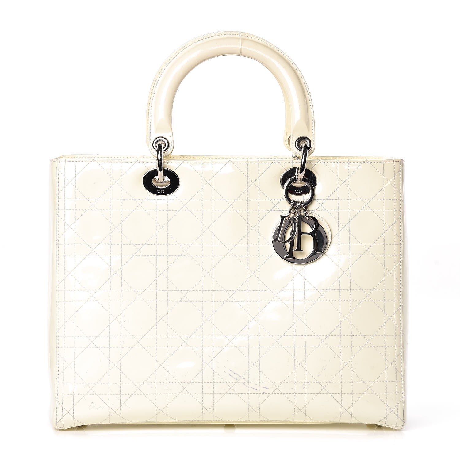 Christian Dior Patent Cannage Large Lady Dior White 1 of 14