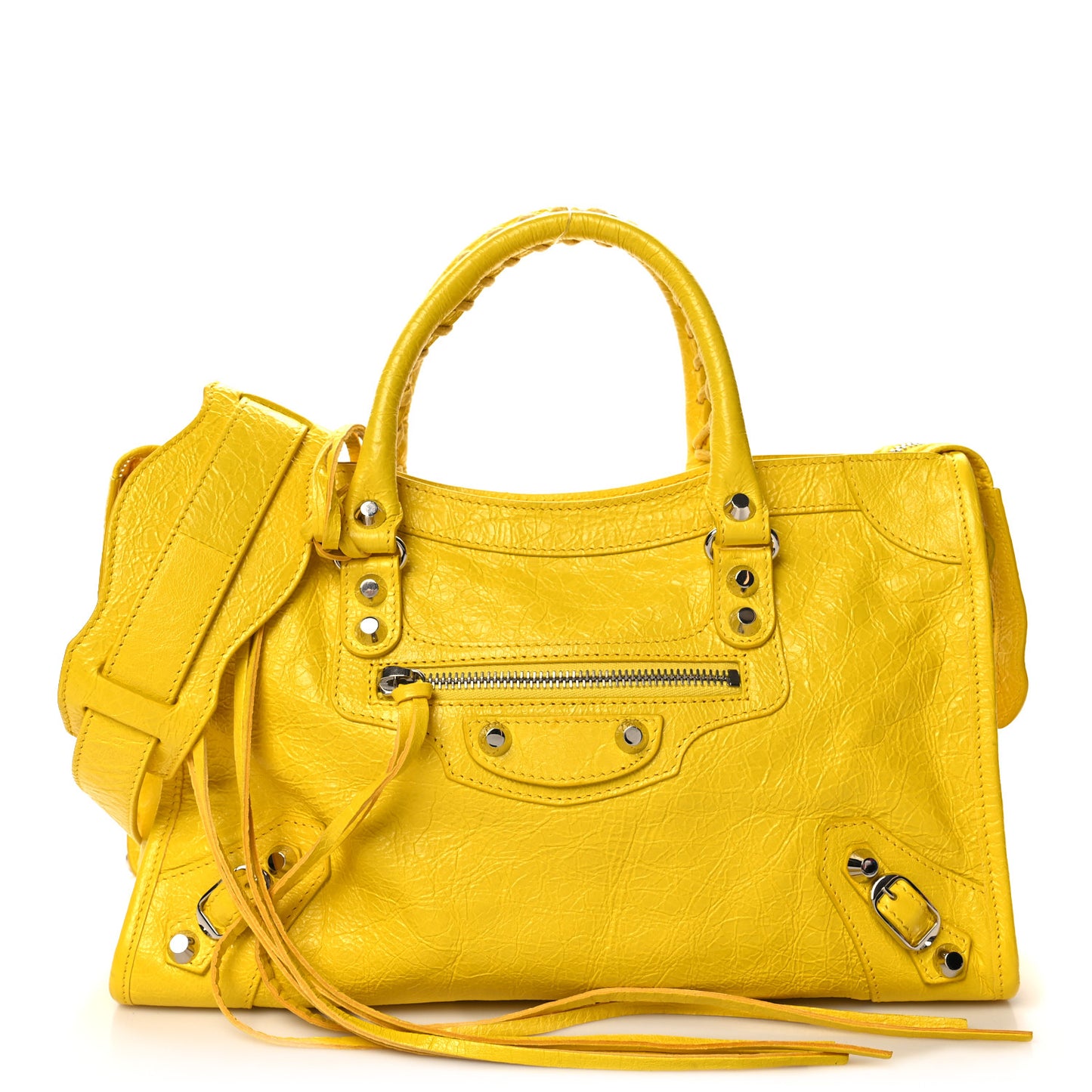 Agneau Classic Silver Hardware City S Jaune Soleil